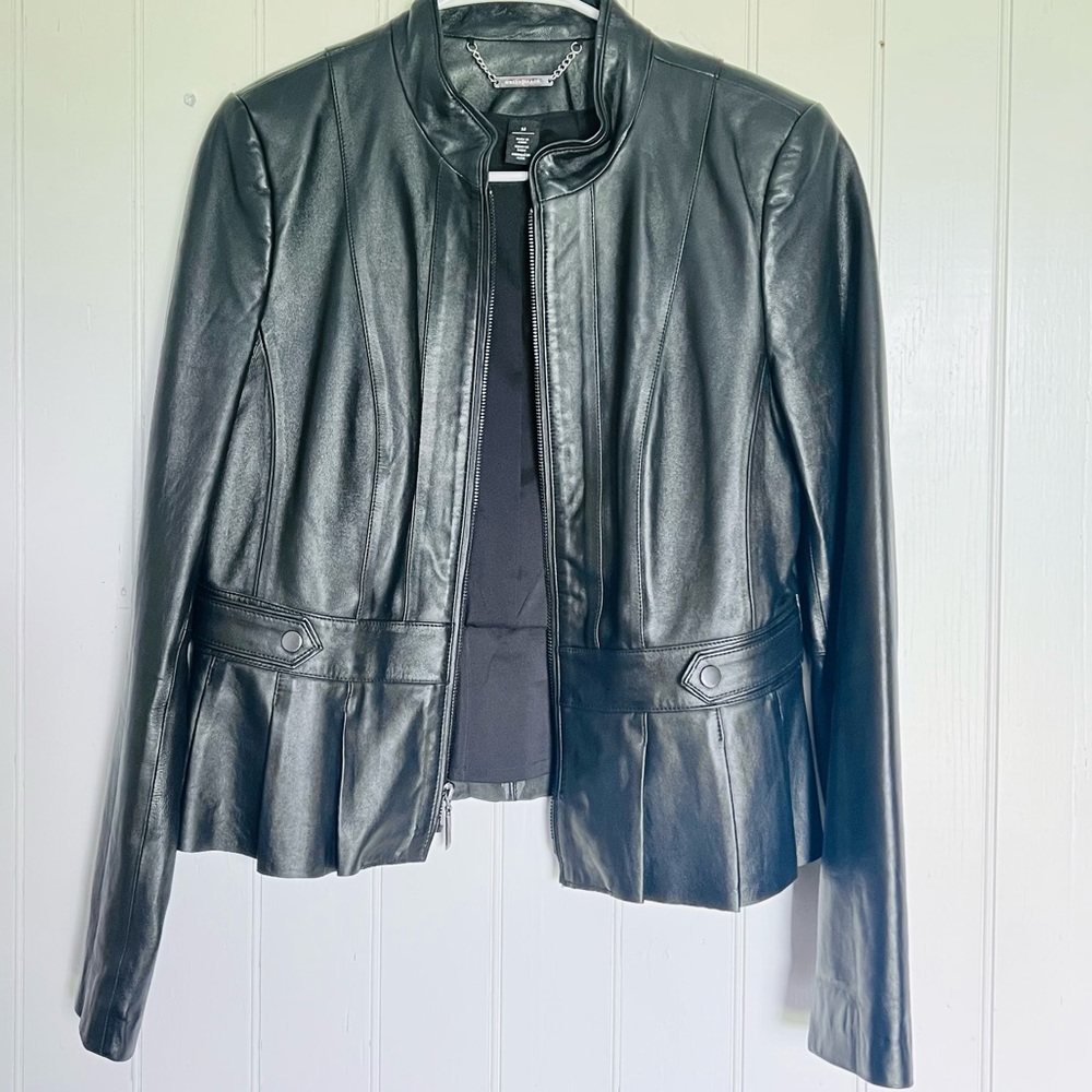 White House Black Market black leather moto jacket (M)